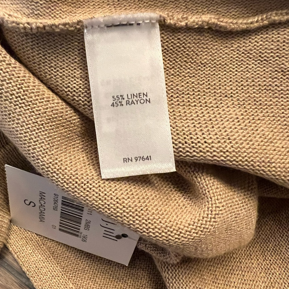 JJill open front fringe sleeve cardigan, macadamia, small - Picture 8 of 9